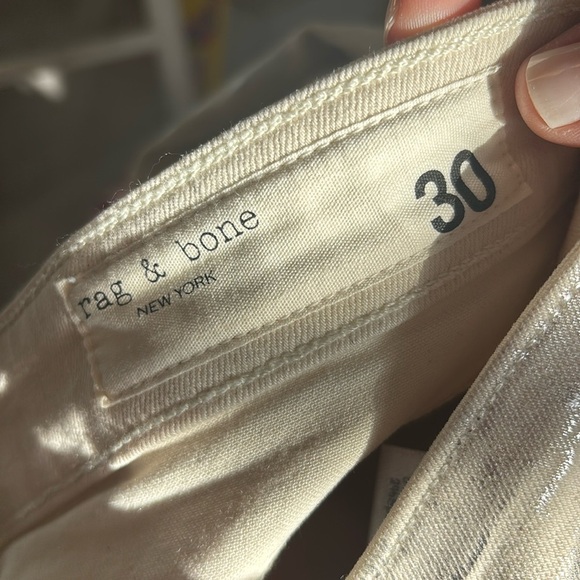 Rag & Bone Cate Mid-Rise Skinny Size 30 Moonshine JeansMetallic Silver Off White - Picture 13 of 16